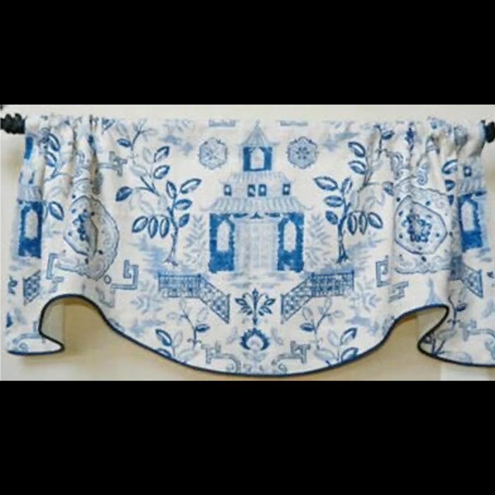 PAIR of Pagoda Print Valances